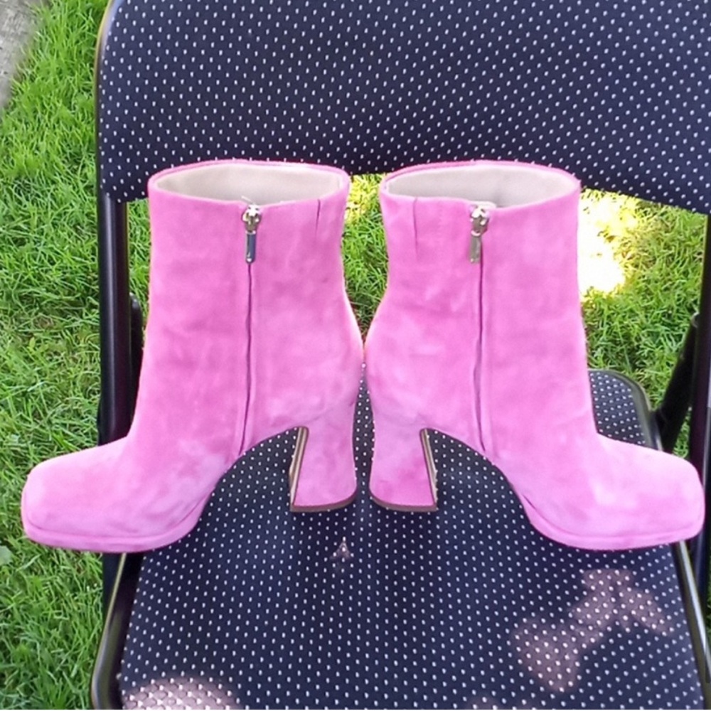 Sam Edelman Pink Suede Jaye Ankle Boots Size 8.5 - Picture 3 of 4